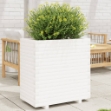 Fioriera da Giardino Bianca 70x40x72,5cm Legno Massello di Pino