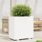 Fioriera da Giardino Bianca 70x40x72,5cm Legno Massello di Pino