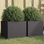 Fioriere 2 pz Nere 32x30x29 cm in Acciaio