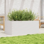 Fioriera da Giardino Bianca 110x60x46 cm Legno Massello di Pino