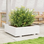 Fioriera da Giardino Bianca 80x80x26,5cm Legno Massello di Pino