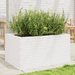 Fioriera da Giardino Bianca 90x60x45,5cm Legno Massello di Pino