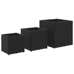 Fioriere da Giardino 3 pz Nere in Polyrattan