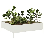 Fioriera Rialzata da Giardino Bianca 100x100x33,5 cm in Acciaio