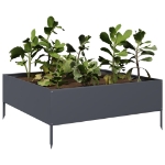 Fioriera Rialzata da Giardino Antracite 100x100x25 cm Acciaio