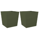 Fioriere da Giardino 2 pz Verde Oliva 50x50x50 cm in Acciaio