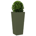 Fioriera da Giardino Verde Oliva 35x35x75 cm in Acciaio