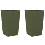 Fioriere da Giardino 2 pz Verde Oliva 45x45x75 cm in Acciaio