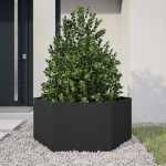 Fioriera da Giardino Nera Esagono 104x90x45 cm in Acciaio