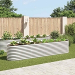 Letto Rialzato Giardino 400x80x81 cm in Acciaio Zincato Argento