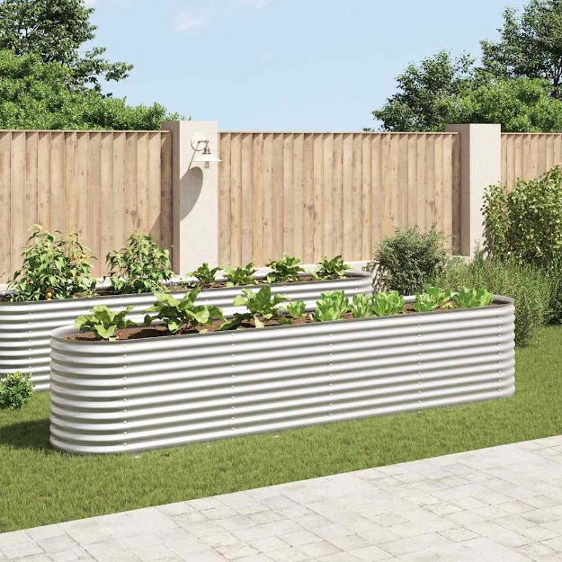 Letto Rialzato Giardino 400x80x81 cm in Acciaio Zincato Argento
