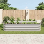 Letto Rialzato Giardino 400x80x81 cm in Acciaio Zincato Argento