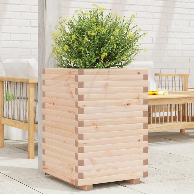 Fioriera da Giardino 50x50x72 cm in Legno Massello di Pino