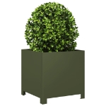 Fioriera da Giardino Verde Oliva 40x40x40 cm in Acciaio