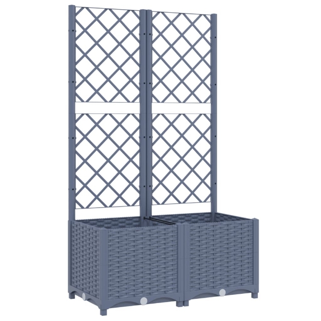 Fioriera da Giardino con Graticcio Grigio Blu 80x40x136 cm PP