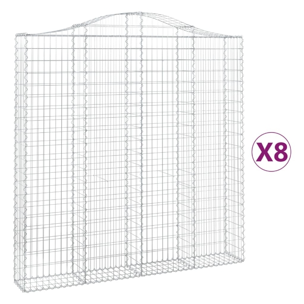 Cesti Gabbioni ad Arco 8 pz 200x30x200/220 cm Ferro Zincato