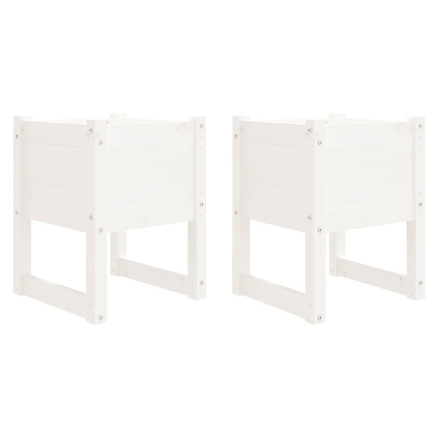 Fioriere 2 pz Bianche 40x40x52,5 cm in Legno Massello di Pino