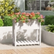 Fioriera con Mensola Bianca 82,5x34,5x81cm Legno Massello Pino
