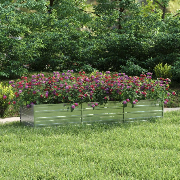Letto Rialzato Giardino 240x80x45 cm in Acciaio Zincato Argento