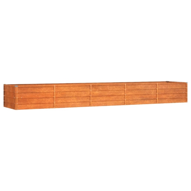 Letto Rialzato da Giardino Ruggine 400x80x45 cm Acciaio Corten