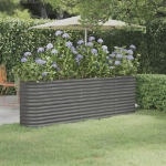 Letto Giardino Acciaio Verniciato a Polvere 224x40x68 cm Grigio