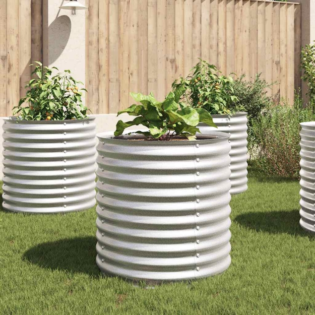 Letto Rialzato Giardino 80x80x81 cm in Acciaio Zincato Argento