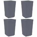 Fioriere da Giardino 4 pz Grigio Blu 32,5x32,5x57 cm in PP