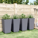 Fioriere da Giardino 4 pz Grigio Blu 32,5x32,5x57 cm in PP