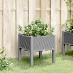 Fioriera da Giardino con Gambe Grigio Chiaro 40x40x42 cm in PP