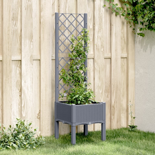 Fioriera Giardino con Traliccio Grigio Blu 40x40x142 cm PP