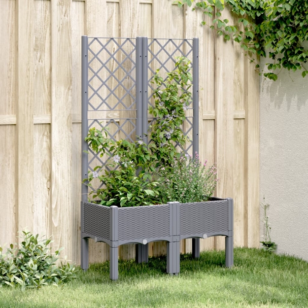 Fioriera Giardino con Traliccio Grigio Blu 80x40x142 cm PP