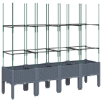 Fioriera Giardino con Traliccio Grigio Blu 160x40x142,5 cm PP