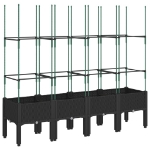 Fioriera da Giardino con Traliccio Nera 160x40x142,5 cm in PP