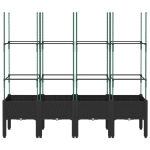 Fioriera da Giardino con Traliccio Nera 160x40x142,5 cm in PP