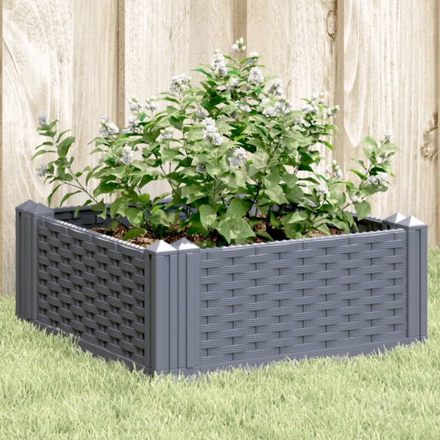 Fioriera Giardino con Picchetti Grigio Blu 42,5x42,5x28,5 cm PP