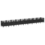 Fioriera da Giardino con Picchetti Nera 363,5x43,5x43,5 cm PP