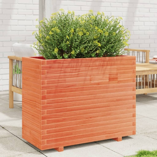 Fioriera Giardino Marrone Cera 90x40x72,5cm Legno Massello Pino