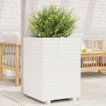 Fioriera da Giardino Bianca 50x50x72 cm Legno Massello di Pino