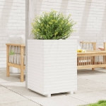 Fioriera da Giardino Bianca 50x50x72 cm Legno Massello di Pino