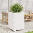 Fioriera da Giardino Bianca 50x50x72,5cm Legno Massello di Pino