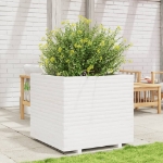 Fioriera da Giardino Bianca 80x80x72 cm Legno Massello di Pino