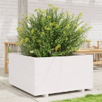 Fioriera da Giardino Bianca 90x90x49,5cm Legno Massello di Pino