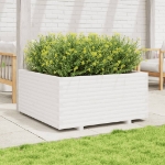 Fioriera da Giardino Bianca 100x100x49,5 Legno Massello di Pino
