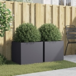 Fioriere 2 pz Antracite 49x47x46 cm Acciaio