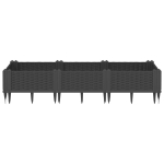 Fioriera da Giardino con Picchetti Nera 125x40x28,5 cm PP