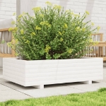 Fioriera da Giardino Bianca 90x60x26,5cm Legno Massello di Pino
