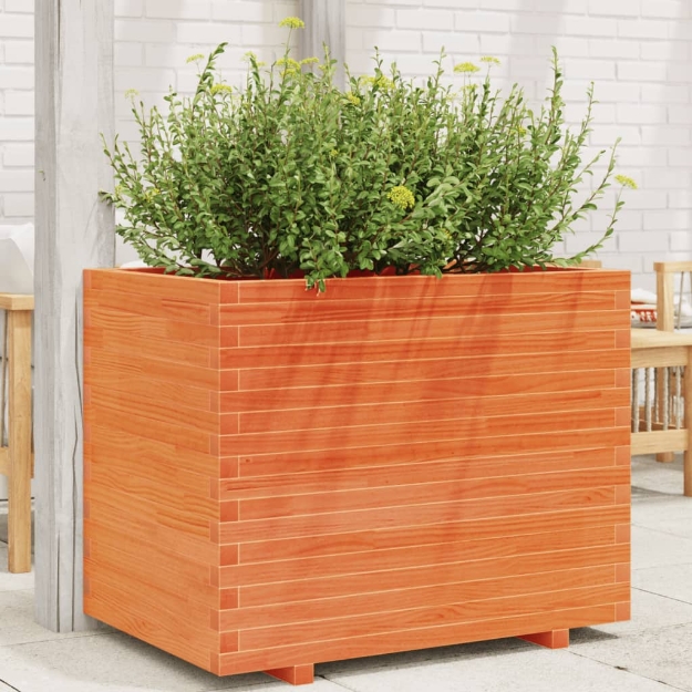 Fioriera Giardino Marrone Cera 90x60x72 cm Legno Massello Pino