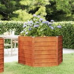 Letto Rialzato da Giardino Ruggine 129x129x77 cm Acciaio Corten