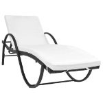 Lettini Prendisole 2 pz con Tavolo in Polyrattan Nero