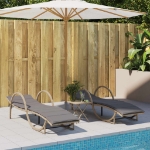 Lettini Prendisole 2 pz con Cuscini Beige in Polyrattan